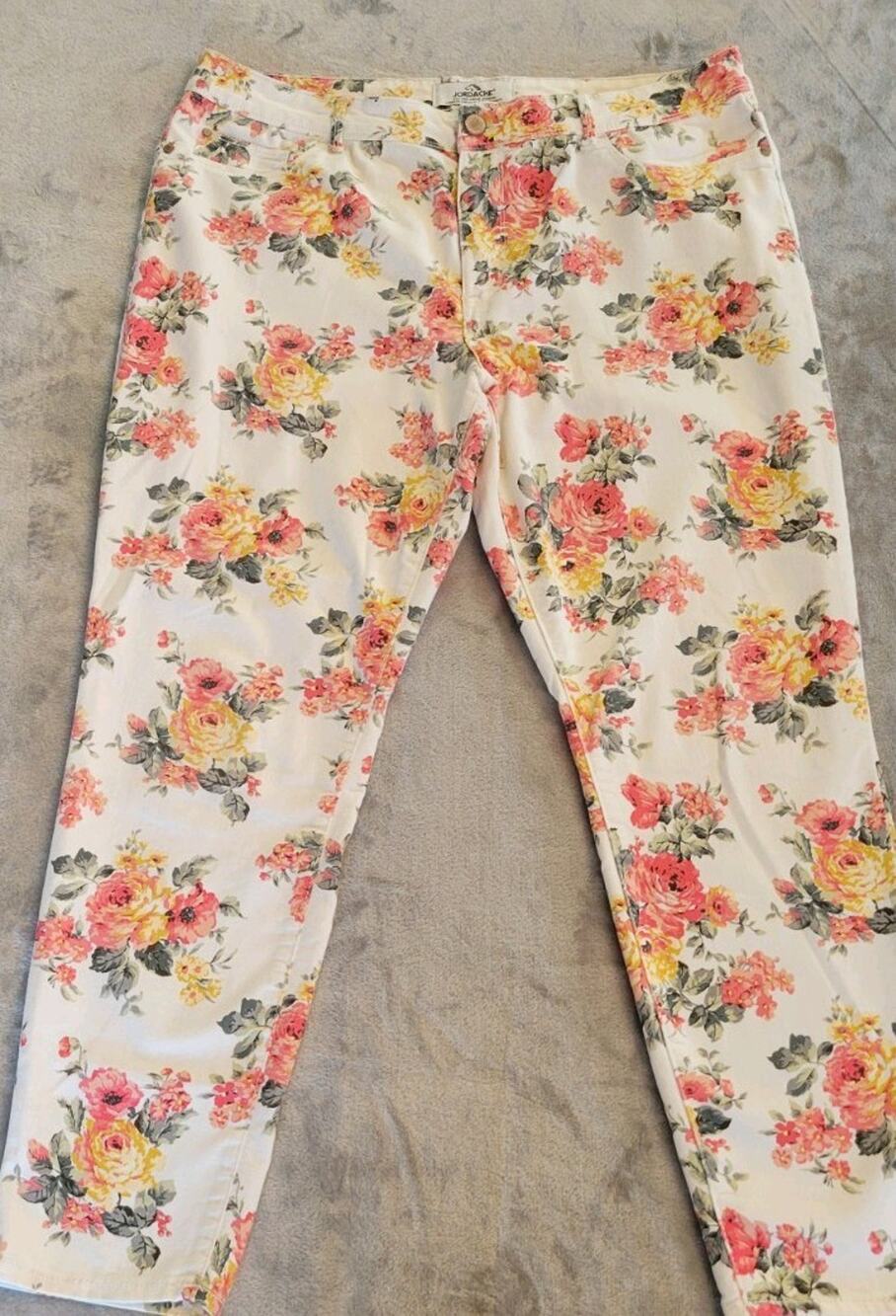 Jordache Women's Floral Ankle Pants Size 16 High Rise Boho Chic Cottagecore Y2K